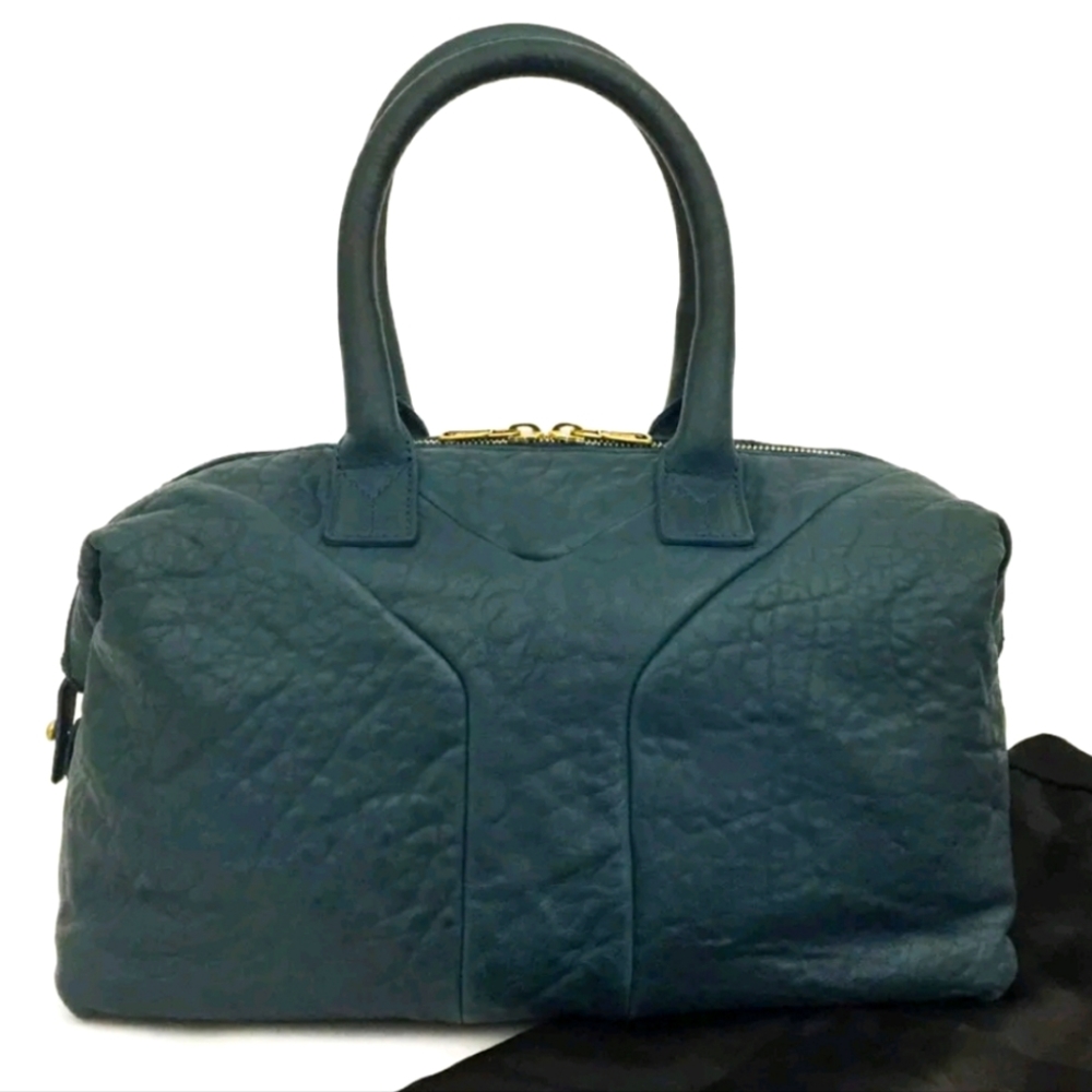 SAINT LAURENT GREEN RIVE GAYCHE LEATHER BOSTON HAND BAG/R0487 - Picture 14 of 14